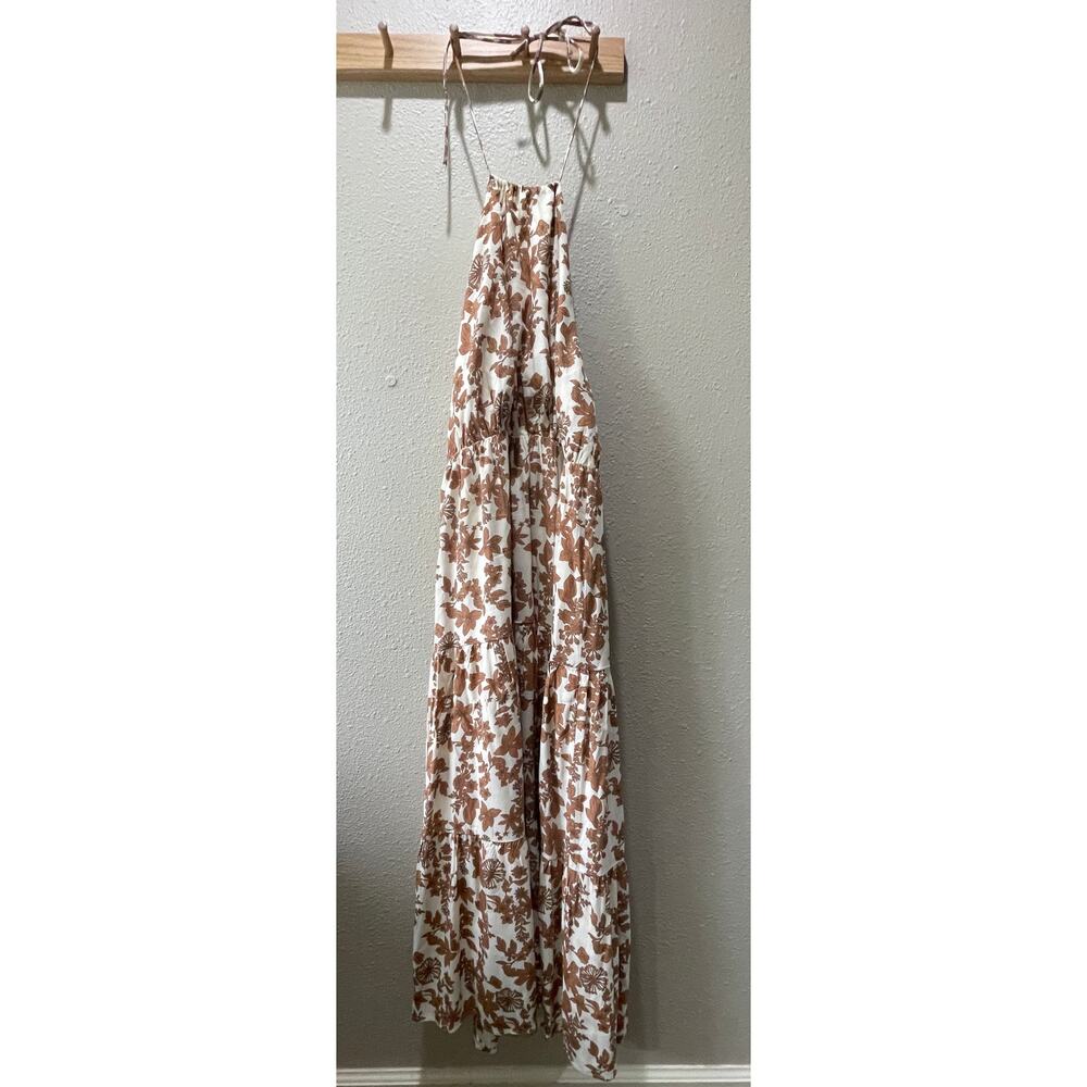 Lulus Floral Halter Maxi Dress Wedding Guest Summer Spring Resort Wear size L